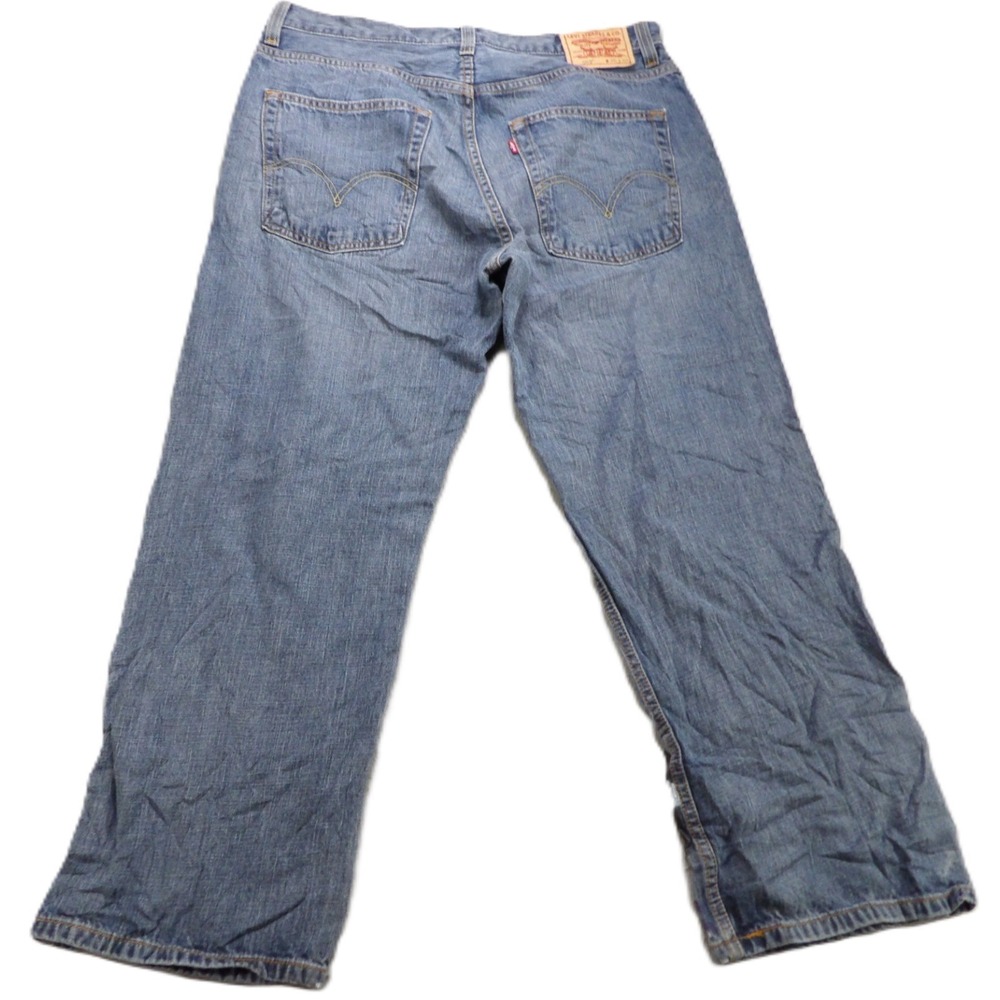Y2K Levis 569 Loose Straight Jeans Men W36‎ L30 Custom Painted Butterfly Flower